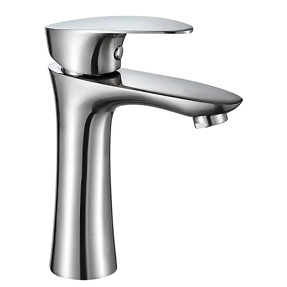 Llave de Agua Fría para Baño de Metal Plateado Cromado 1