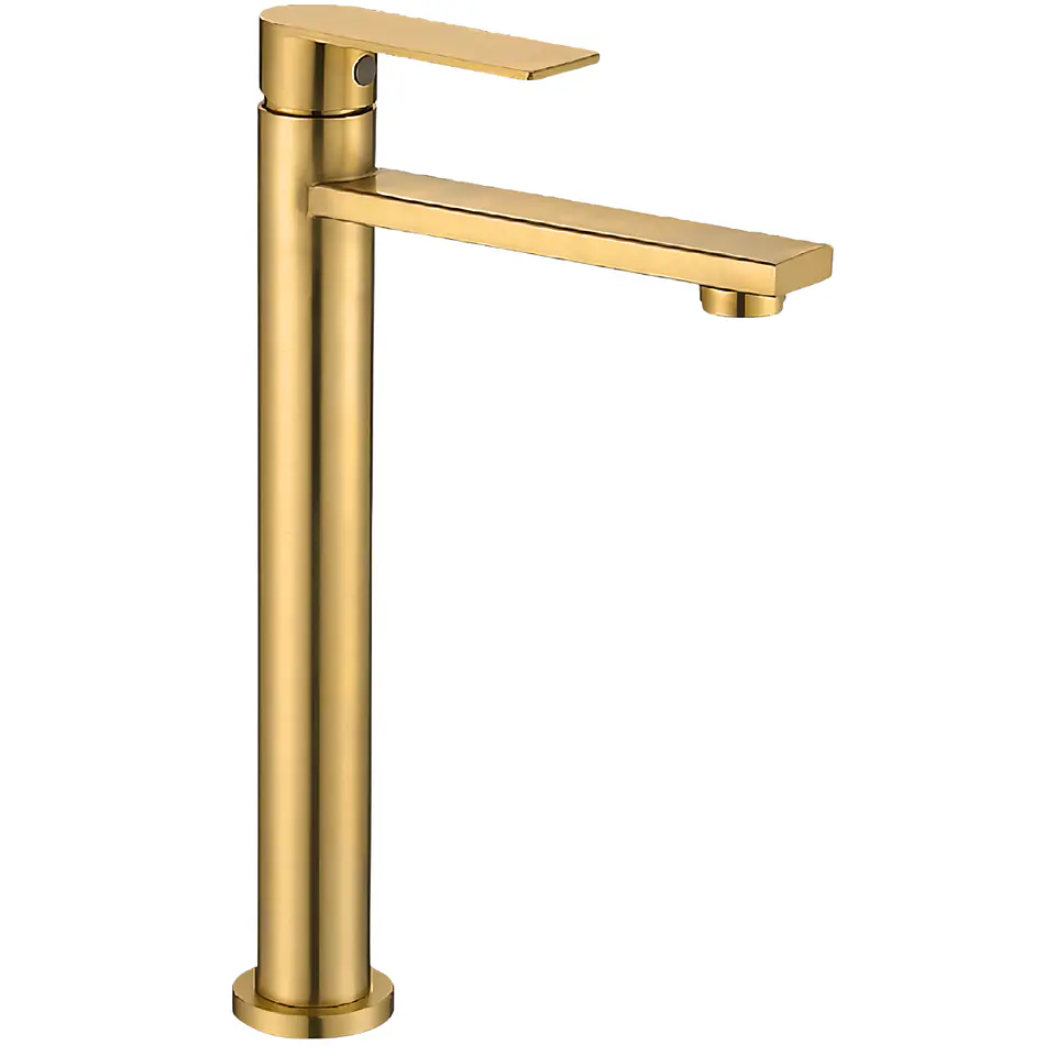 Llave Alta de Agua Fría para Baño de Acero Inoxidable Dorado Satinado 1