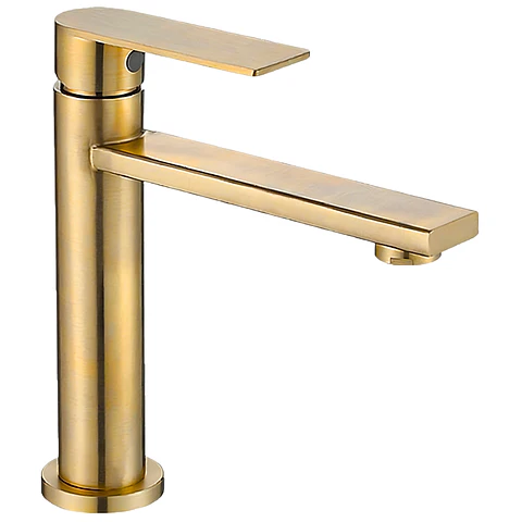 Llave de Agua Fría para Baño de Acero Inoxidable Dorado Satinado Elegante 
