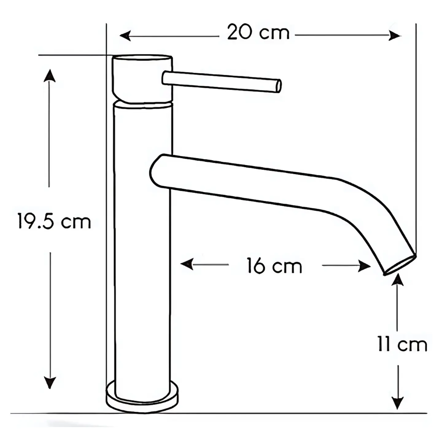 Llave Mediana de Agua Fría para Baño de Acero Inoxidable Negro 3