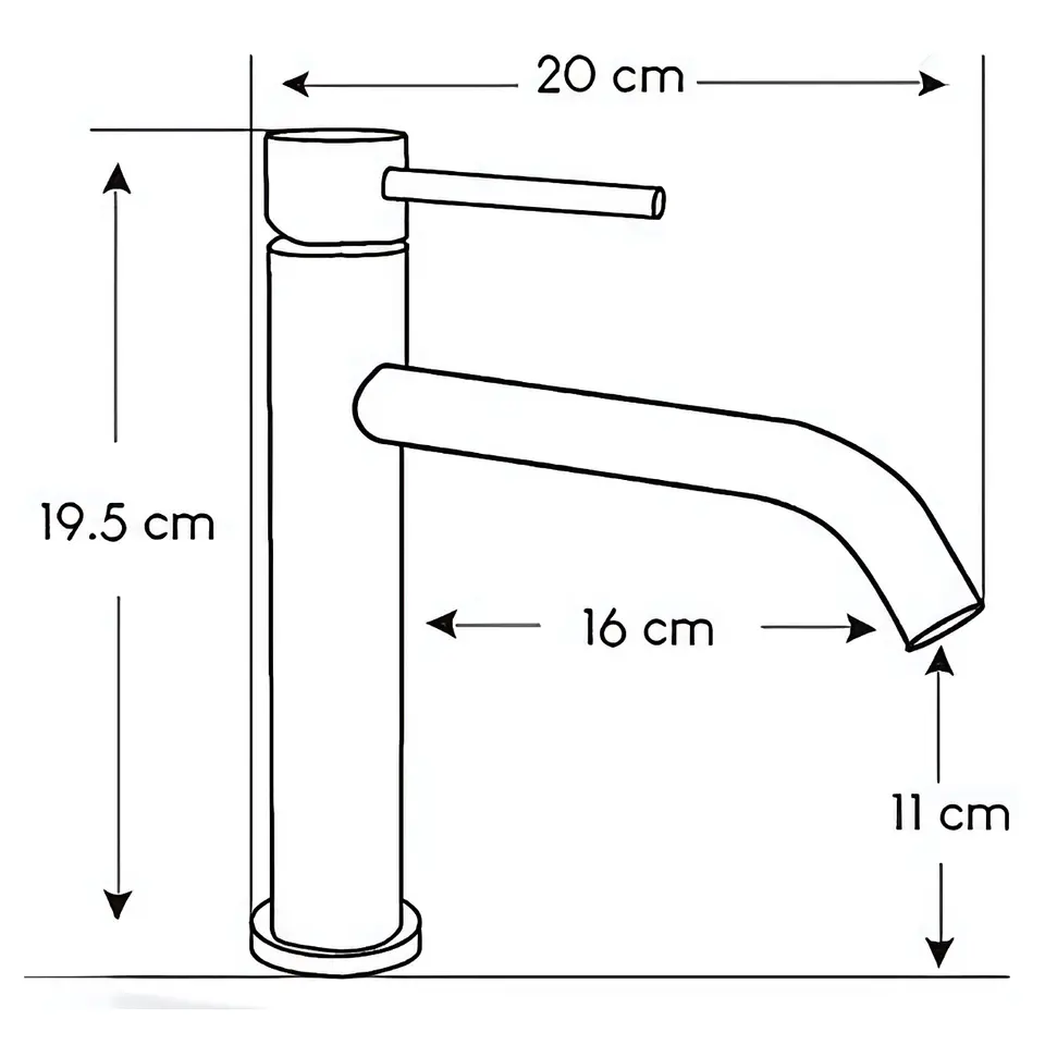 Llave Mediana de Agua Fría para Baño de Acero Inoxidable Negro 3