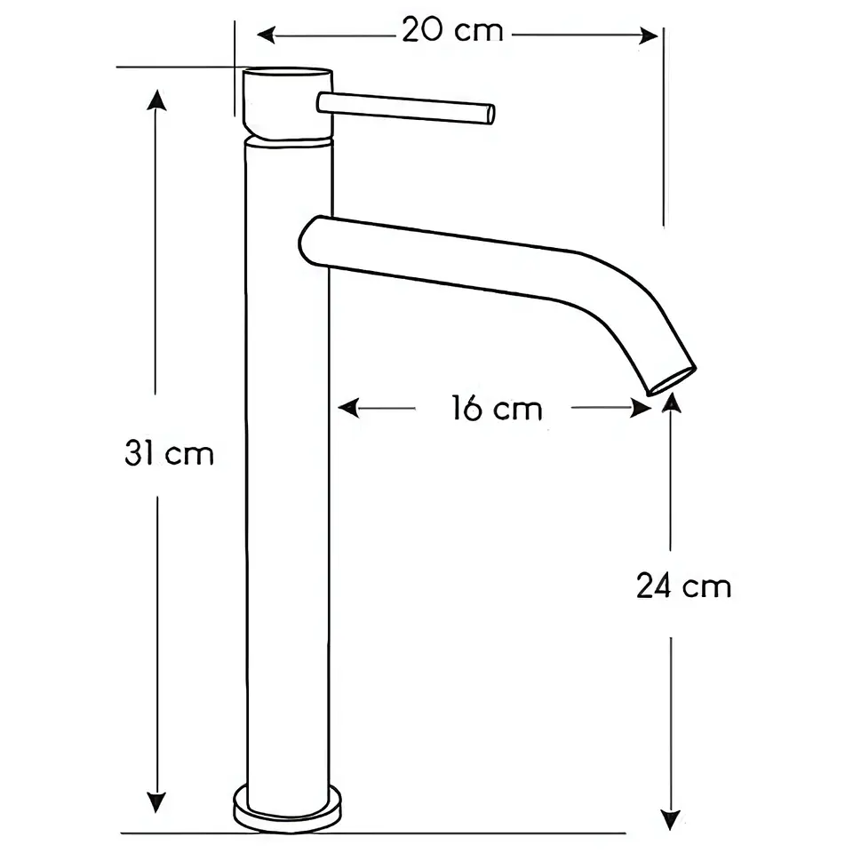 Llave Alta de Agua Fría para Baño de Acero Inoxidable Negro 3