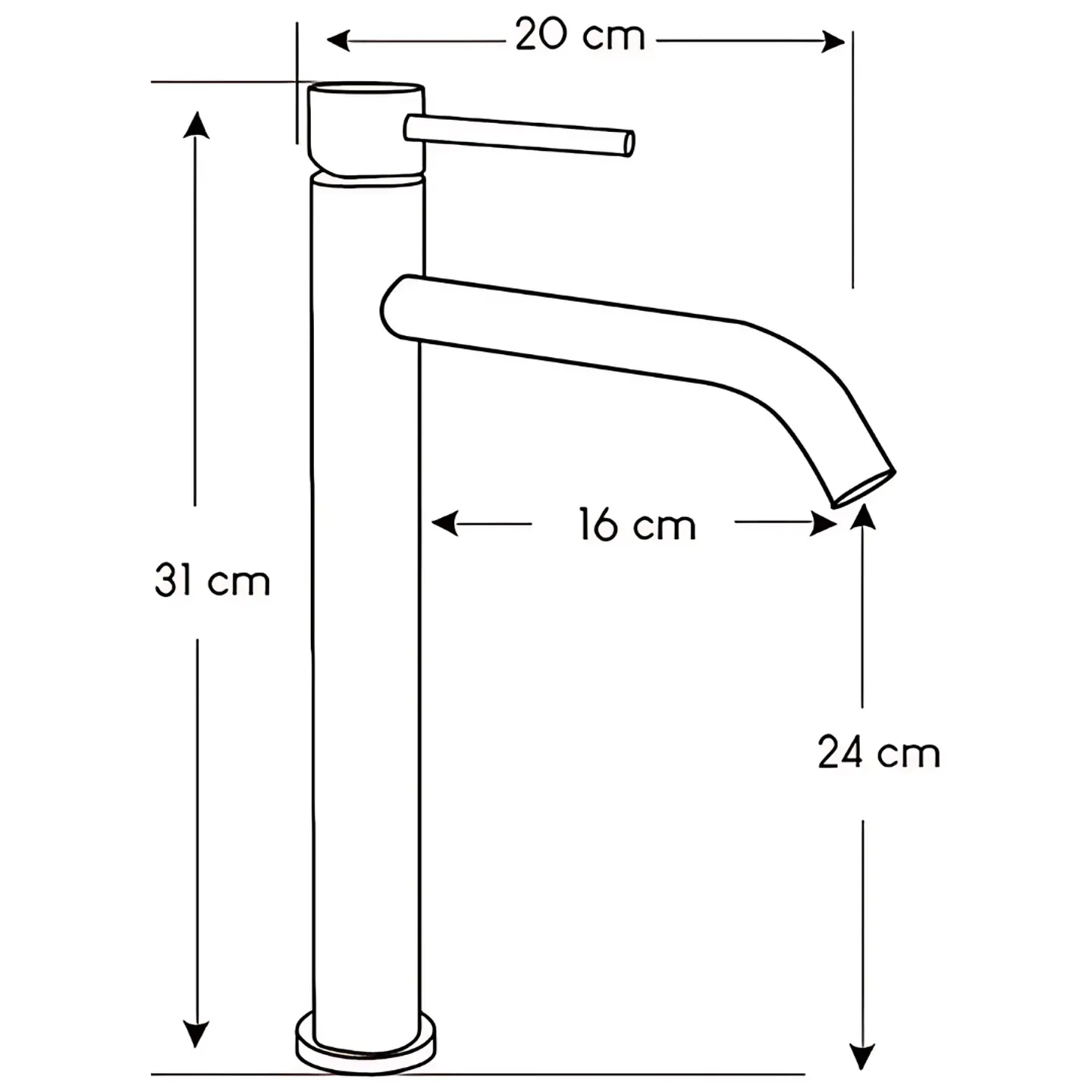 Llave Alta de Agua Fría para Baño de Acero Inoxidable Satinado 3
