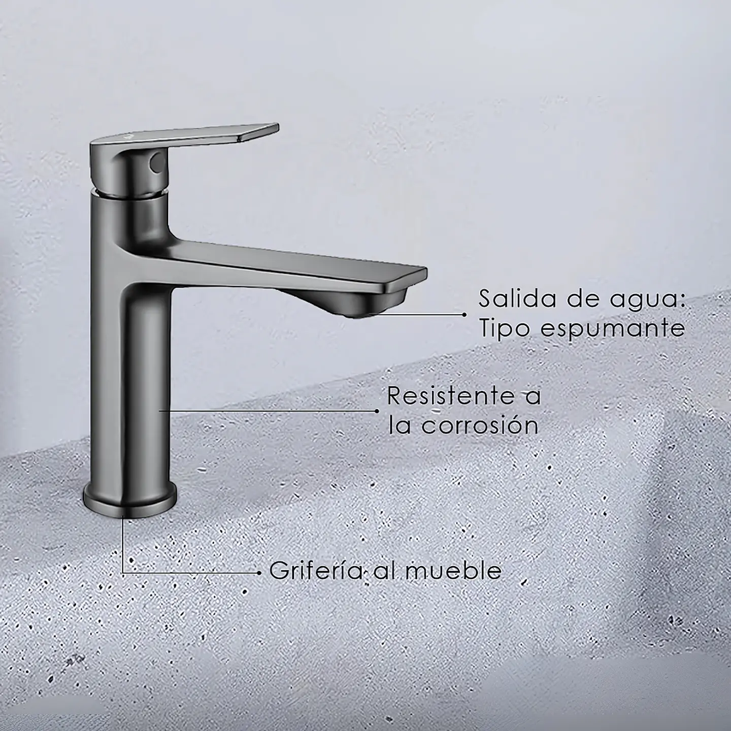 Llave de Agua Fría para Baño de Bronce Gris Mate Moderna 3