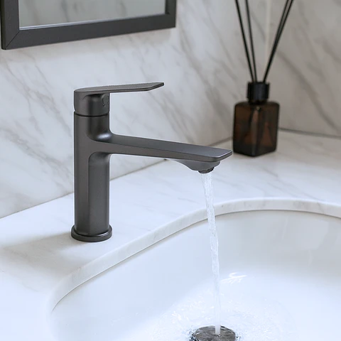 Llave de Agua Fría para Baño de Bronce Gris Mate Moderna