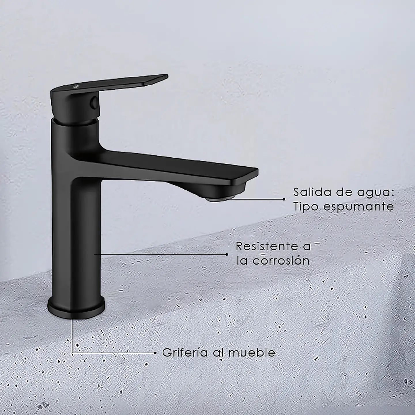 Llave de Agua Fría para Baño Moderna de Bronce Negro Mate 3