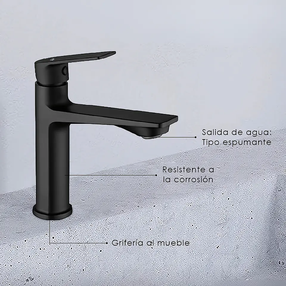 Llave de Agua Fría para Baño Moderna de Bronce Negro Mate 3