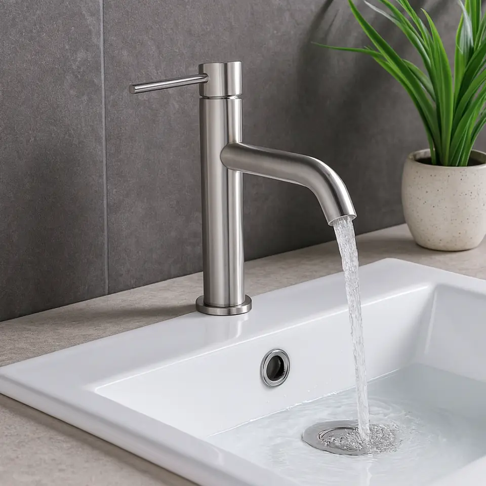 Llave Alta de Agua Fría de Acero Inoxidable Satinado Sofisticado 2
