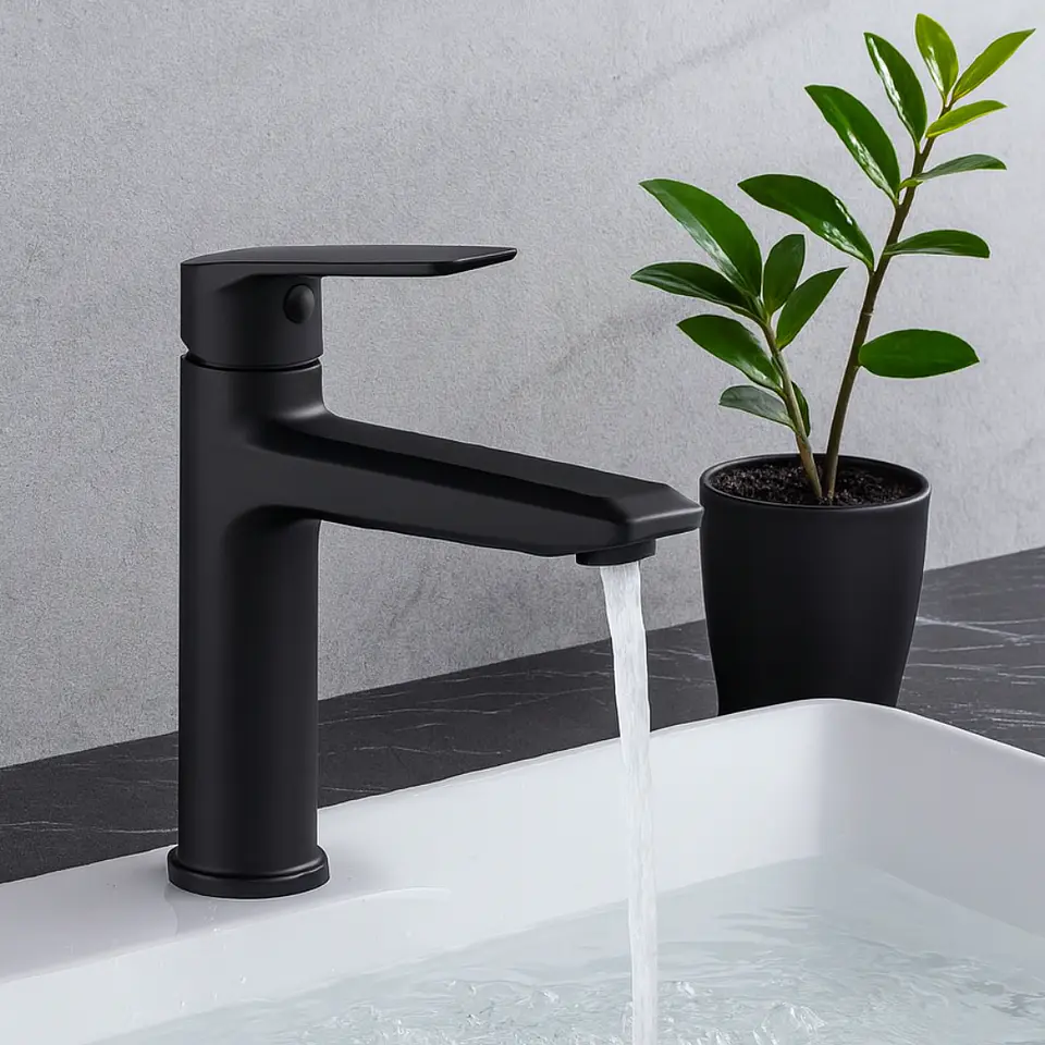 Llave de Agua Fría de Bronce Negro Mate Moderna  2