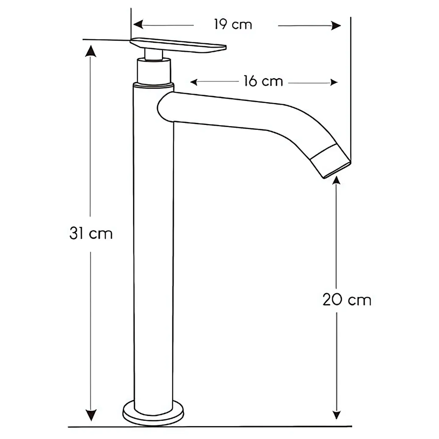Llave Alta de Agua Fría de Bronce Cromado Elegante  3