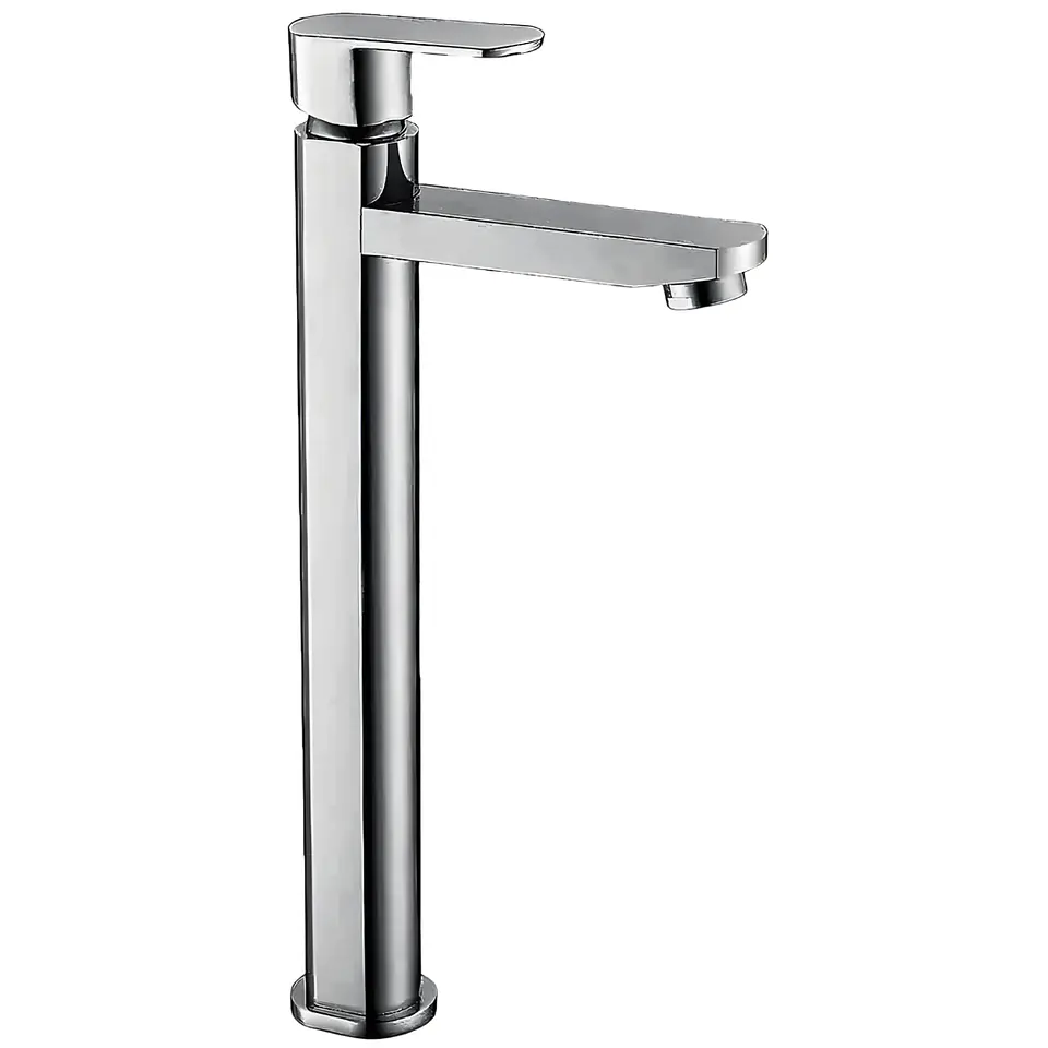 Llave Alta de Agua Fría para Baño de Bronce Cromado Elegante 1