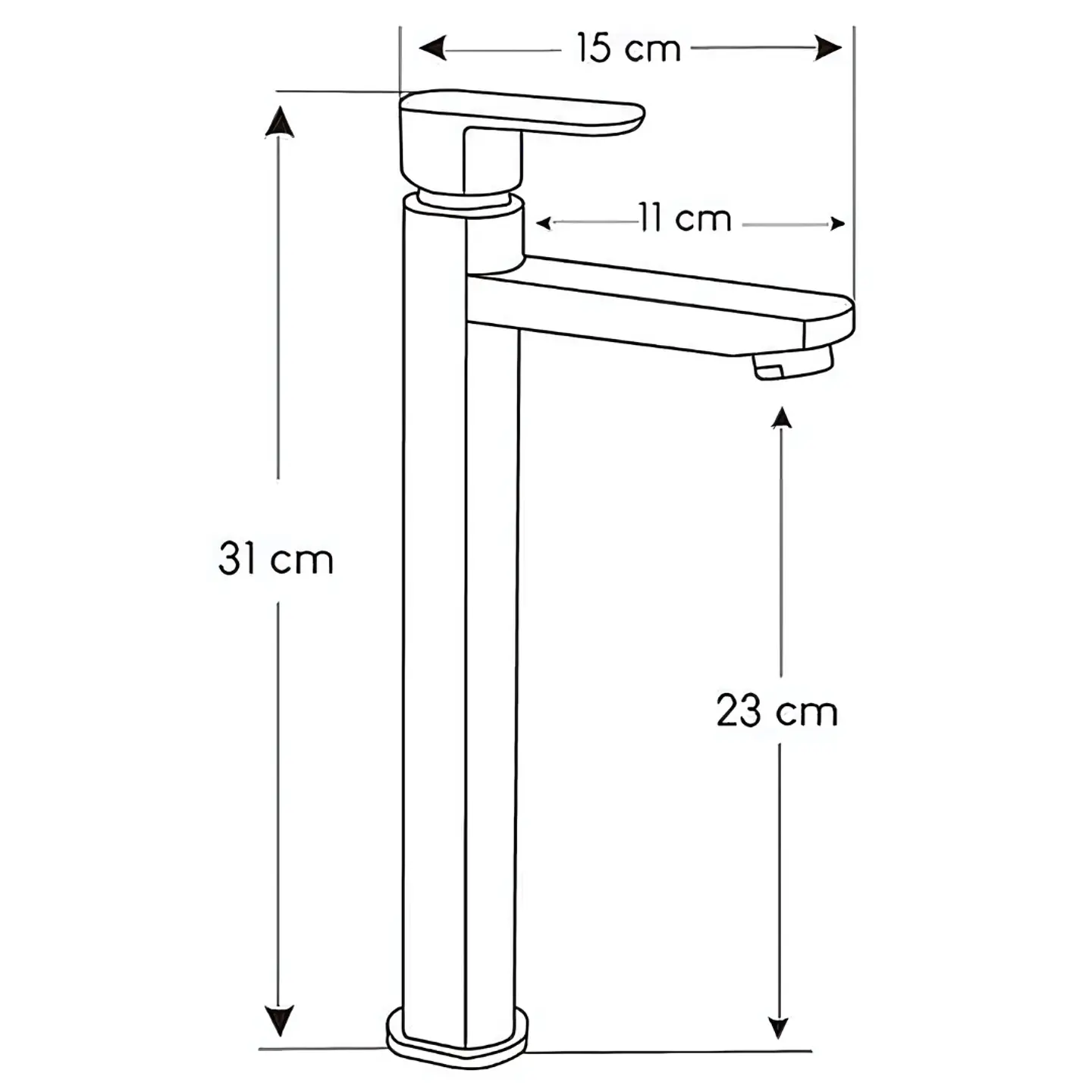 Llave Alta de Agua Fría para Baño de Bronce Cromado Elegante 3