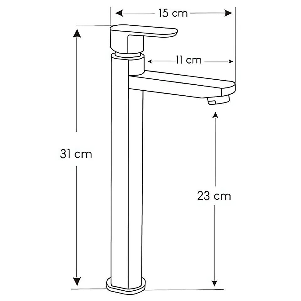 Llave Alta de Agua Fría para Baño de Bronce Cromado Elegante 3