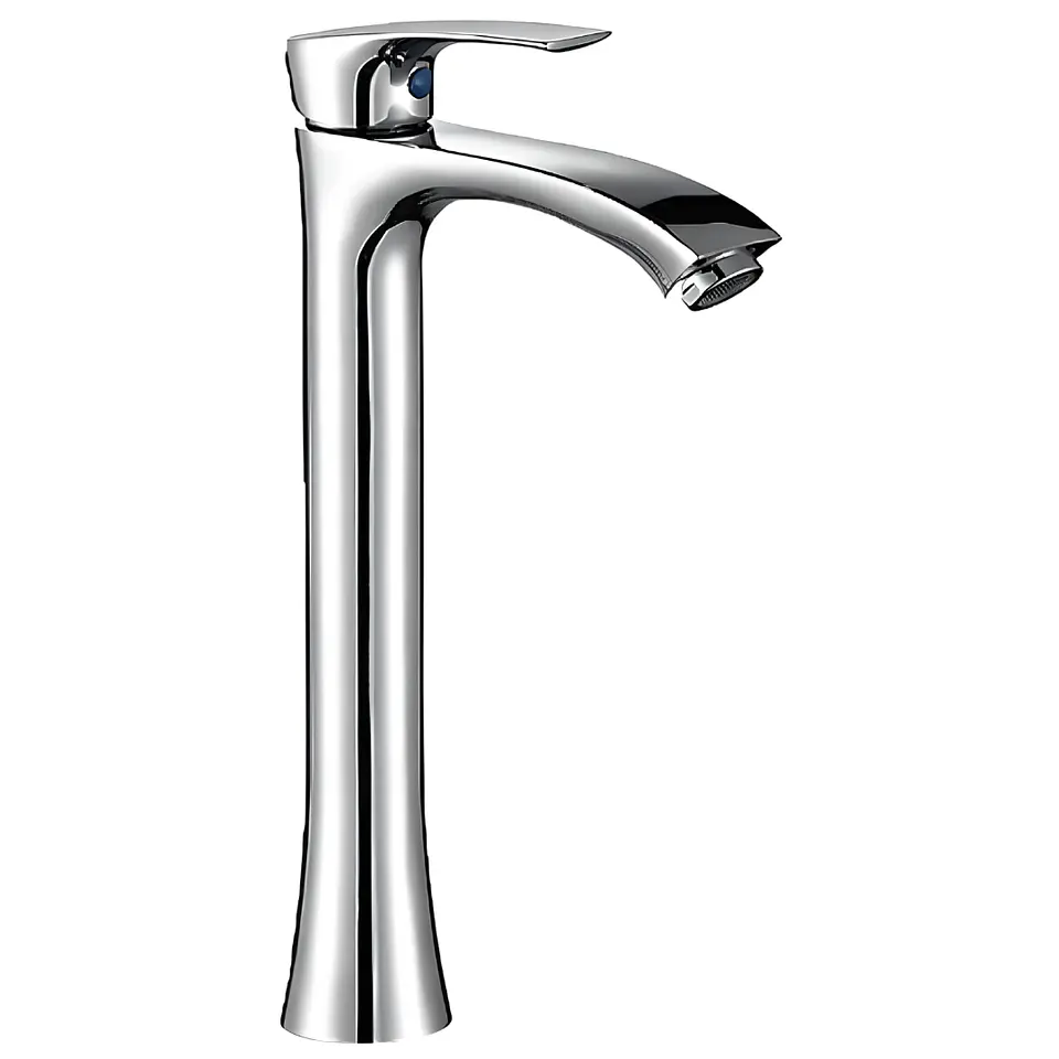 Llave Alta de Agua Fría para Baño de Bronce Cromado Estilizado 1