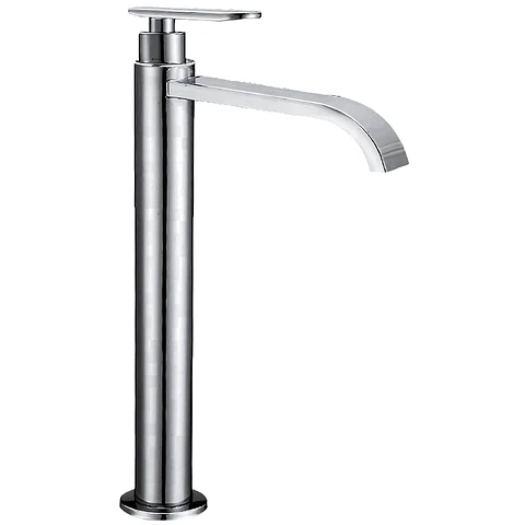 Llave Alta de Agua Fría para Baño de Bronce Cromado Ergonómica