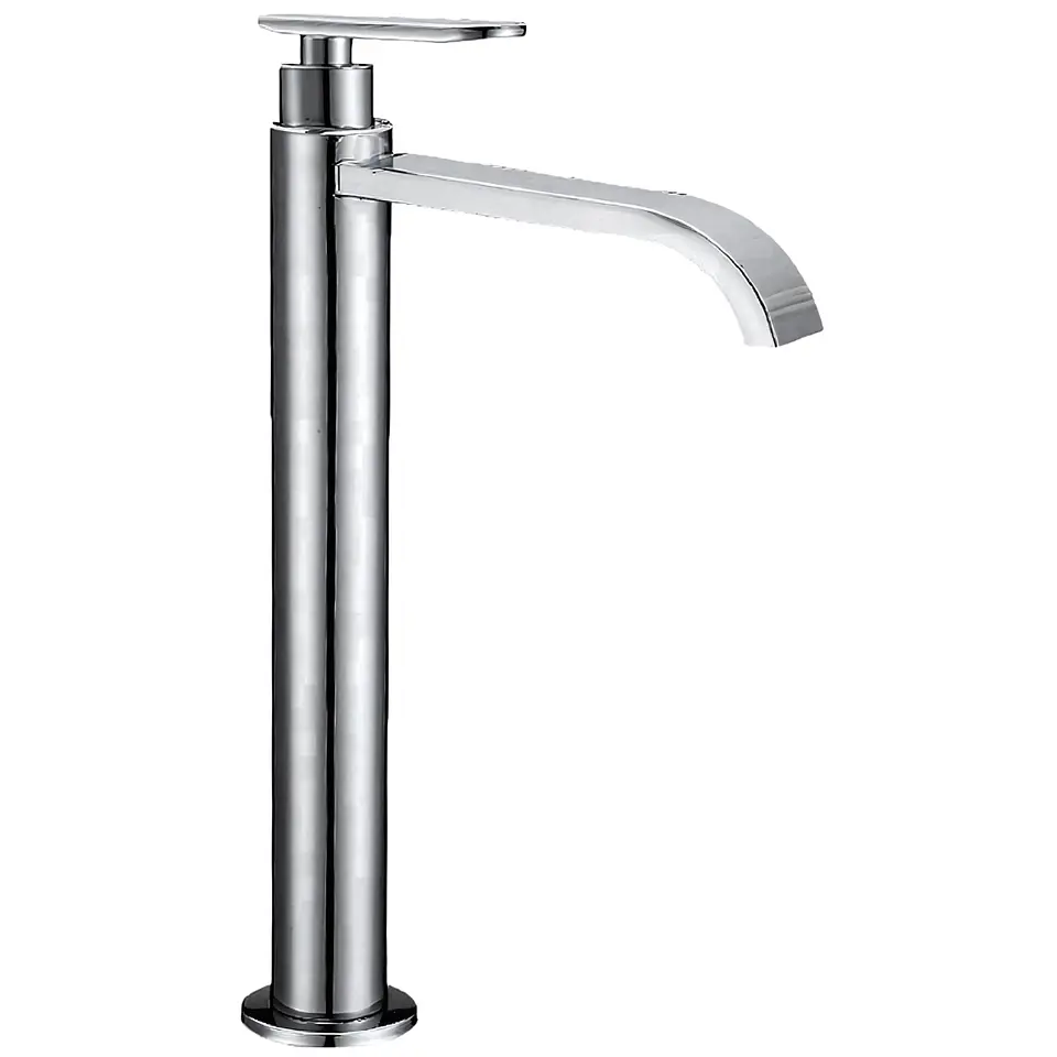 Llave Alta de Agua Fría para Baño de Bronce Cromado Ergonómica 1