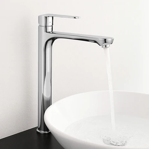 Llave Alta de Acero Inoxidable Bronce Cromado para Baño Moderna y Duradera