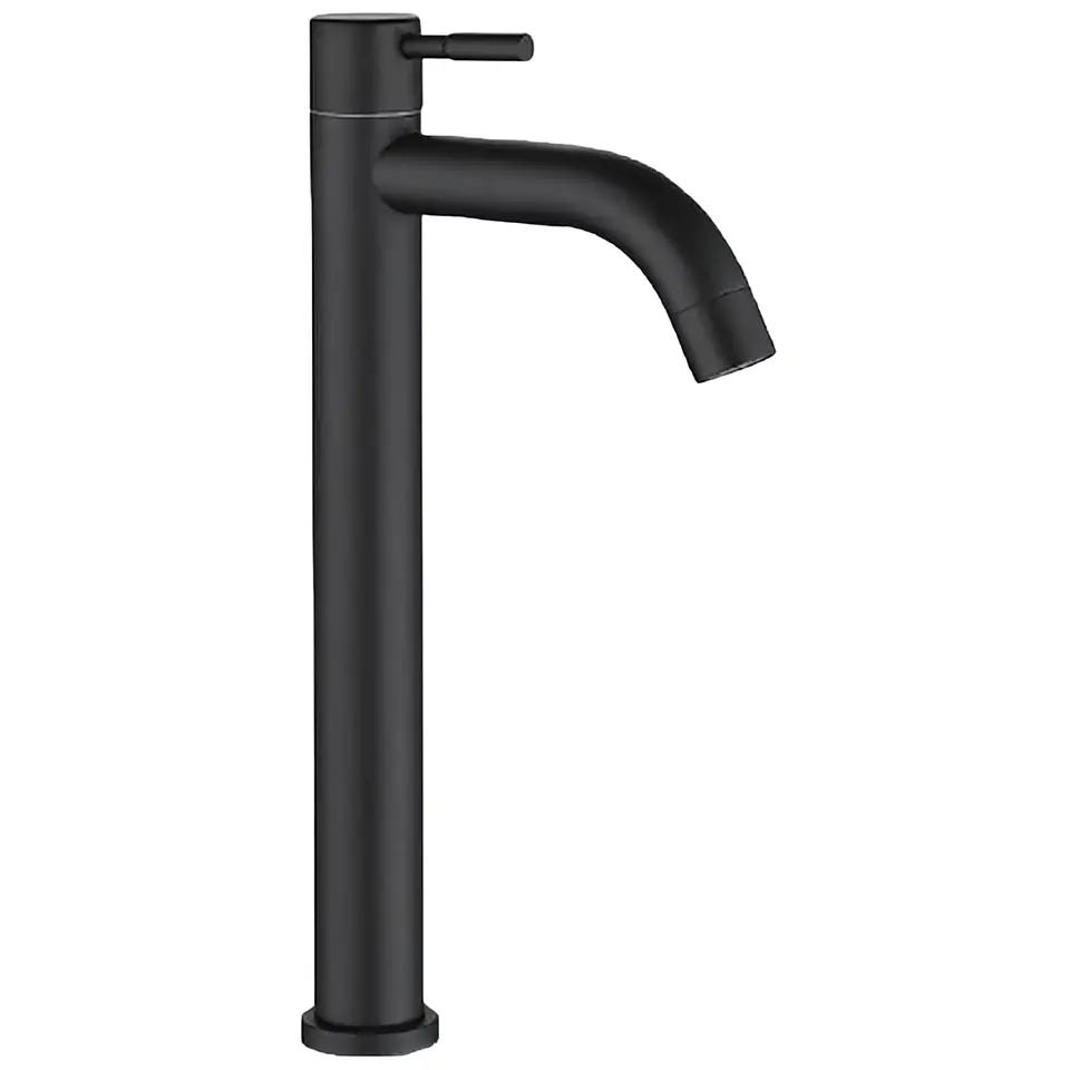 Llave Alta de Acero Inoxidable Negro Moderna para Baño  1