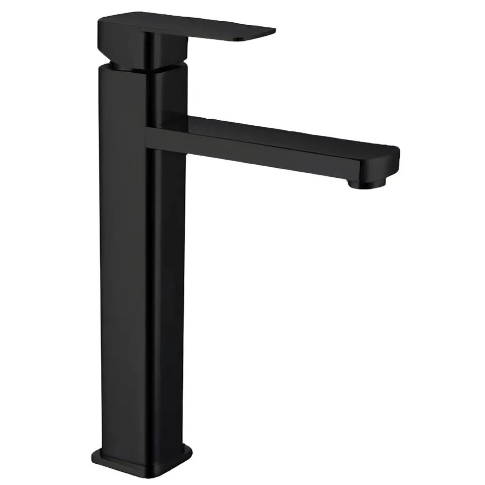 Mezcladora Alta para Lavatorio de Metal Negro Mate Moderna  1