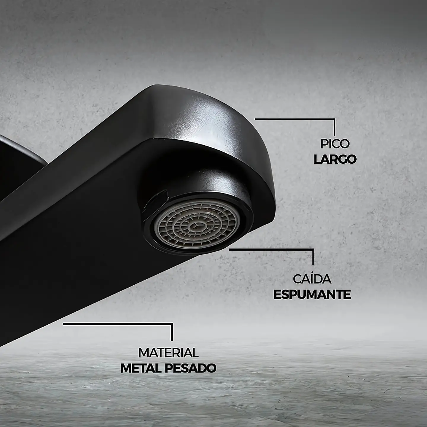 Mezcladora Alta para Lavatorio de Metal Negro Mate Moderna  4