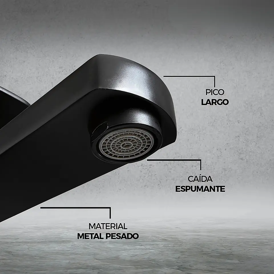 Mezcladora Alta para Lavatorio de Metal Negro Mate Moderna  4