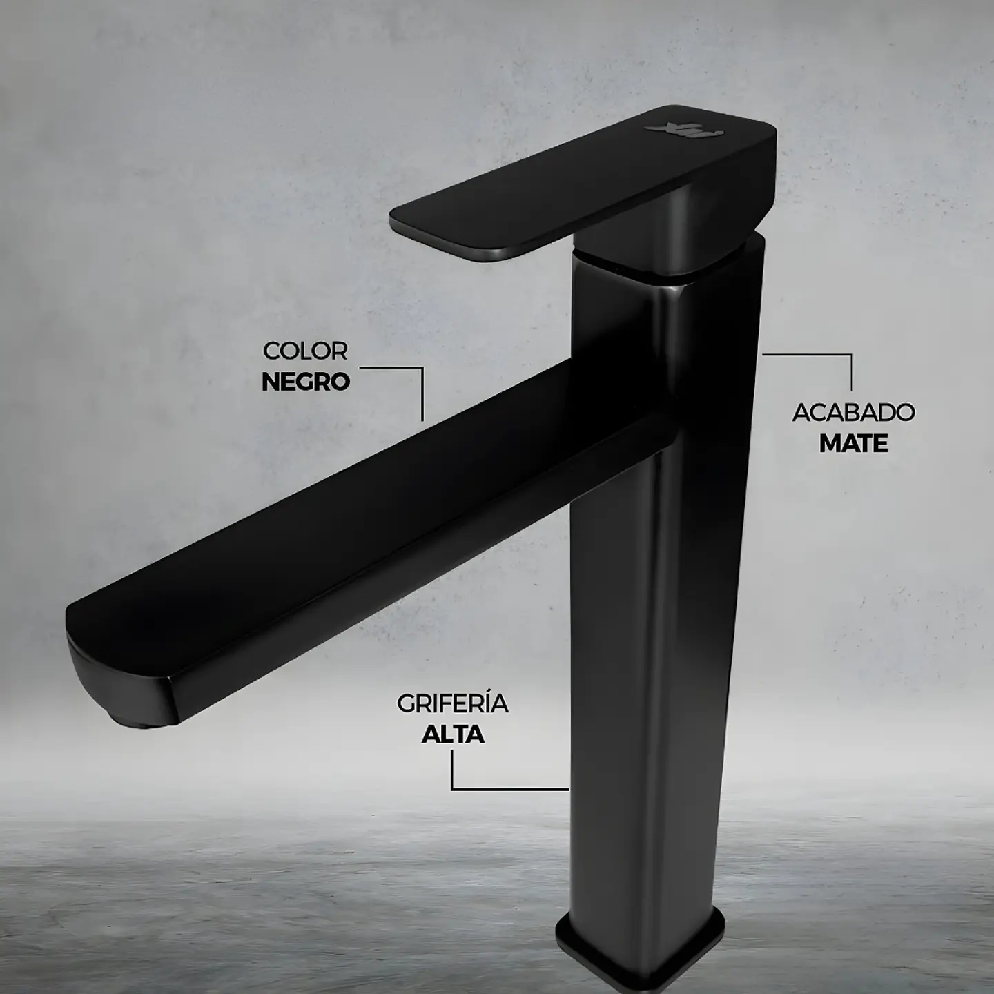 Mezcladora Alta para Lavatorio de Metal Negro Mate Moderna  3