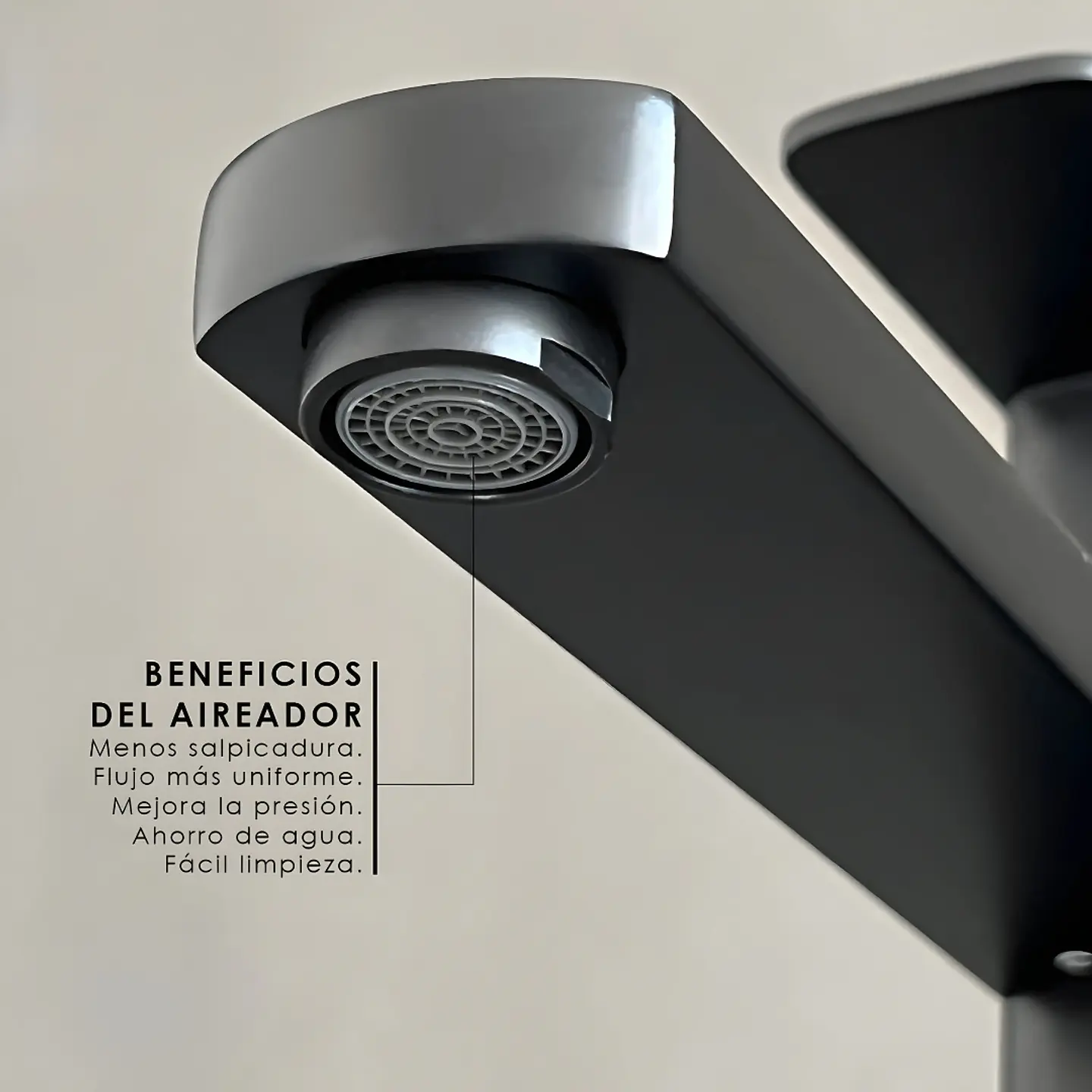 Mezcladora Alta para Lavatorio de Metal Negro Mate Moderna  5