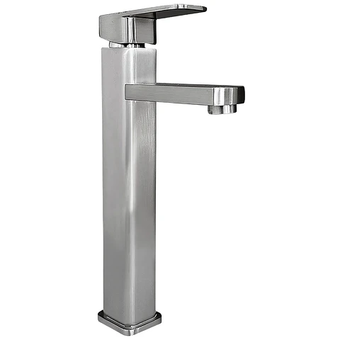 Mezcladora Alta para Lavatorio de Metal Plomo Satinado Moderno