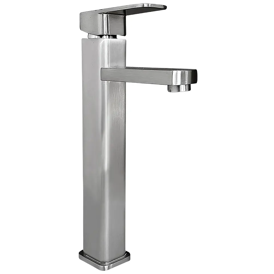 Mezcladora Alta para Lavatorio de Metal Plomo Satinado Moderno 1