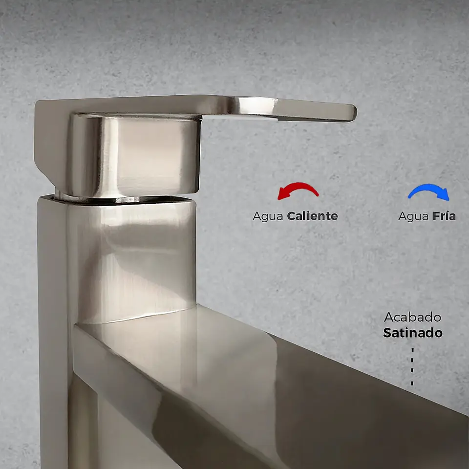 Mezcladora Alta para Lavatorio de Metal Plomo Satinado Moderno 3