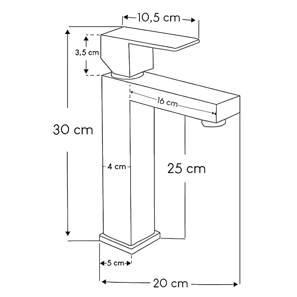 Mezcladora Alta para Lavatorio de Acero Inoxidable Satinado Elegante 4