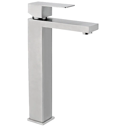 Mezcladora Alta para Lavatorio de Acero Inoxidable Satinado Elegante