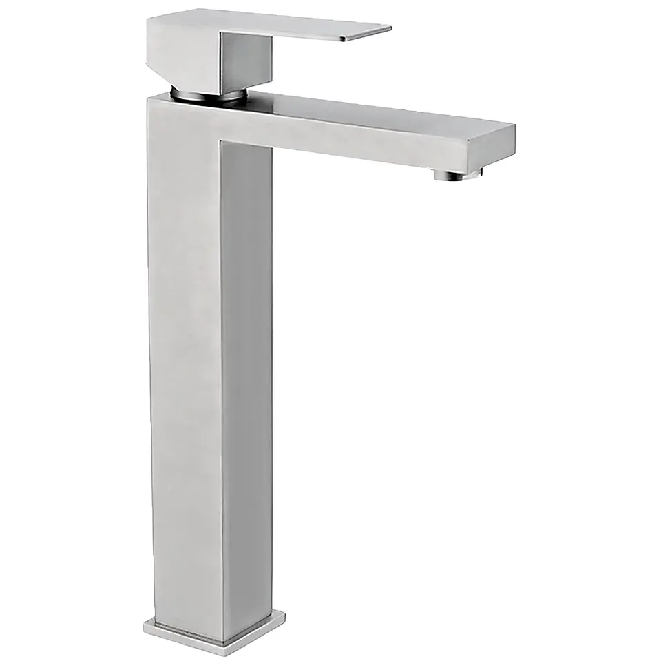 Mezcladora Alta para Lavatorio de Acero Inoxidable Satinado Elegante 1