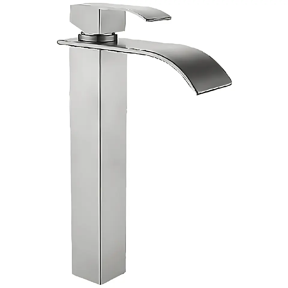 Mezcladora Alta de Lavabo de Acero Inoxidable Plomo Satinado Moderno 1