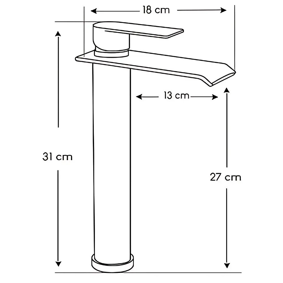 Mezcladora Alta para Lavabo de Acero Inoxidable Satinado Moderna 3