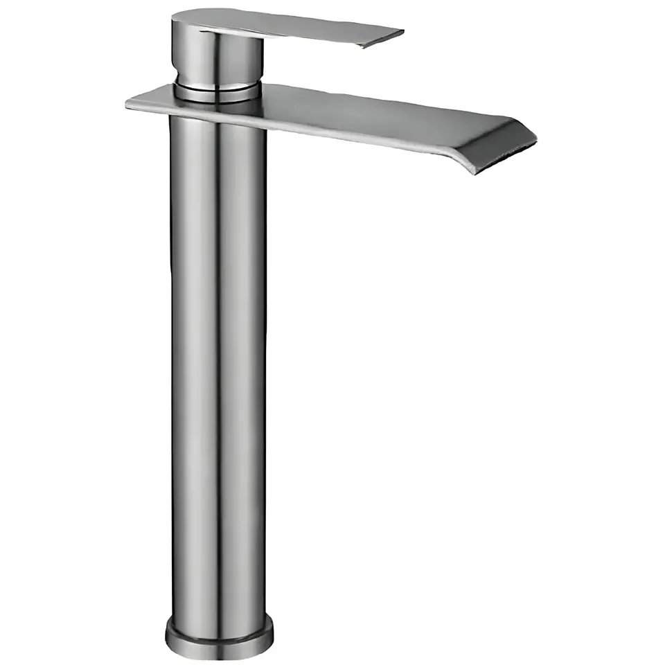 Mezcladora Alta para Lavabo de Acero Inoxidable Satinado Moderna 1