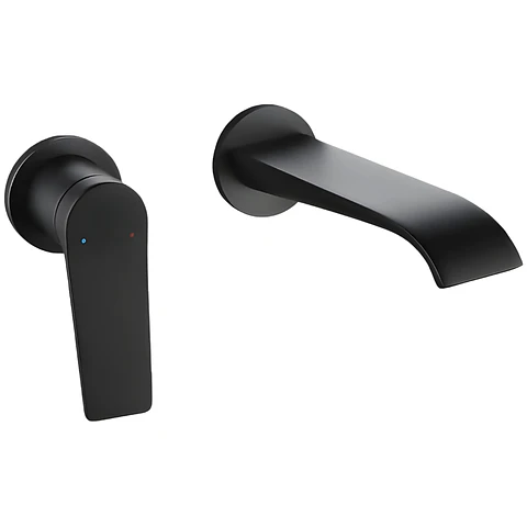 Mezcladora Monocomando de Pared para Lavabo en Negro Mate