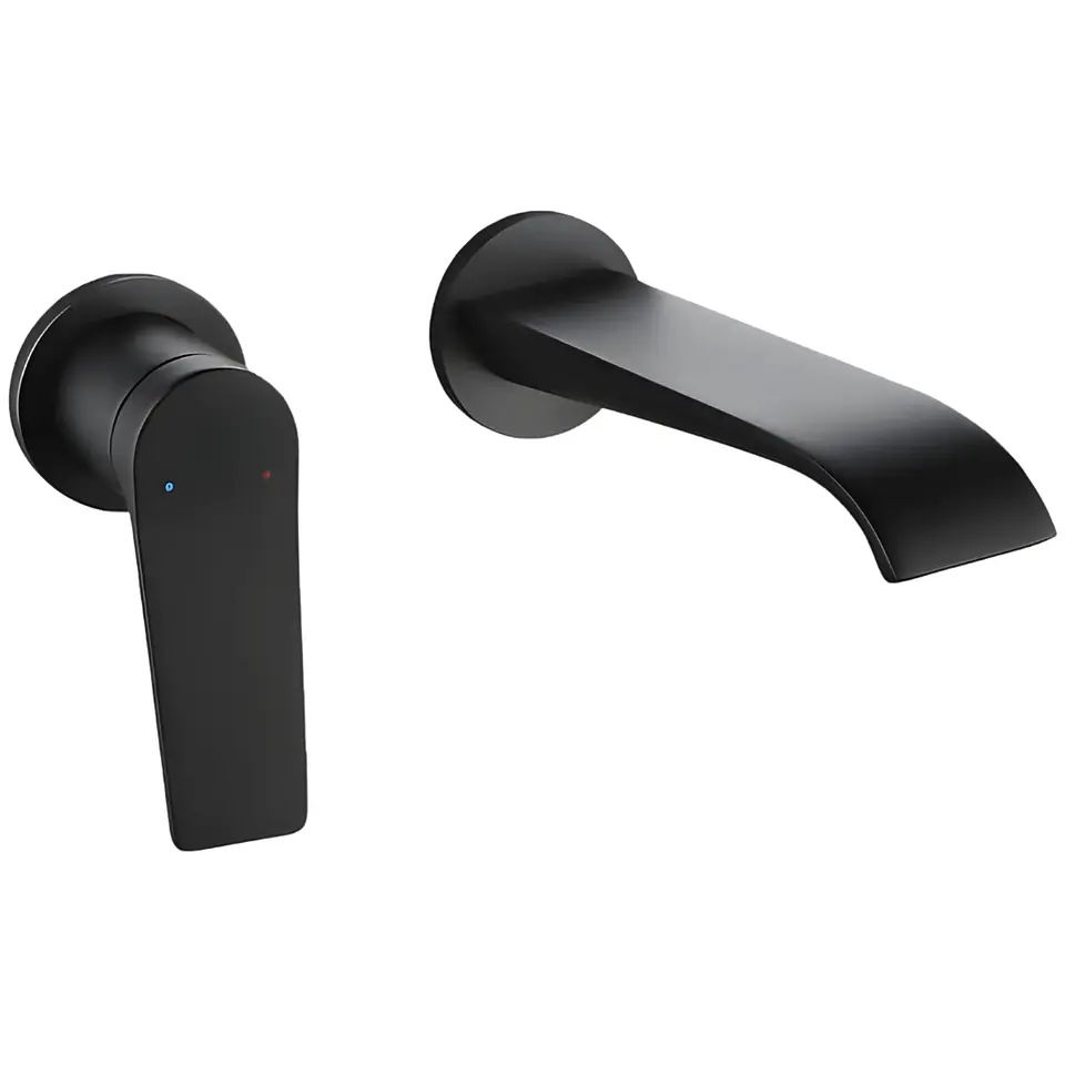 Mezcladora Monocomando de Pared para Lavabo en Negro Mate 1
