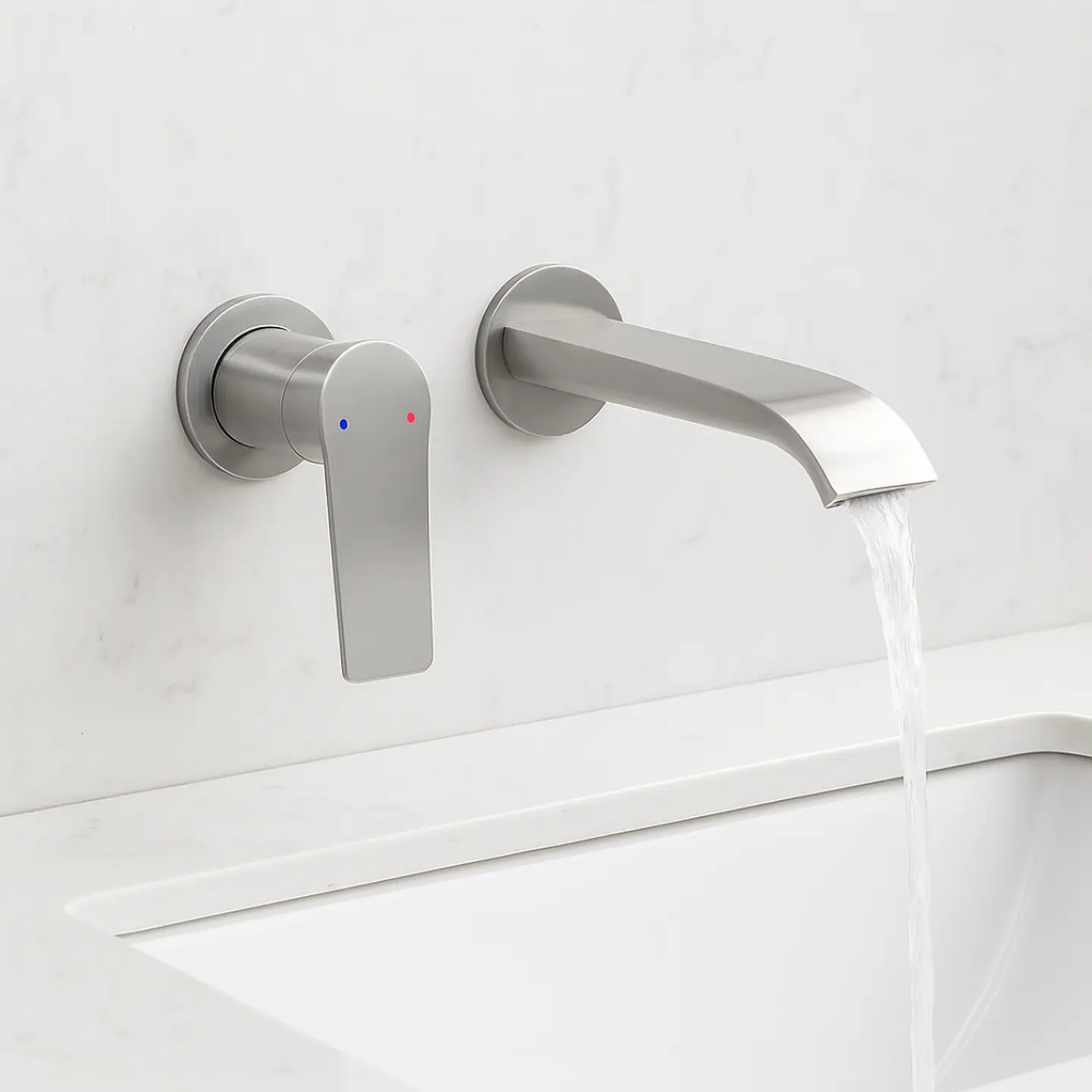 Mezcladora Monocomando de Pared para Lavabo en Bronce Brillante 2