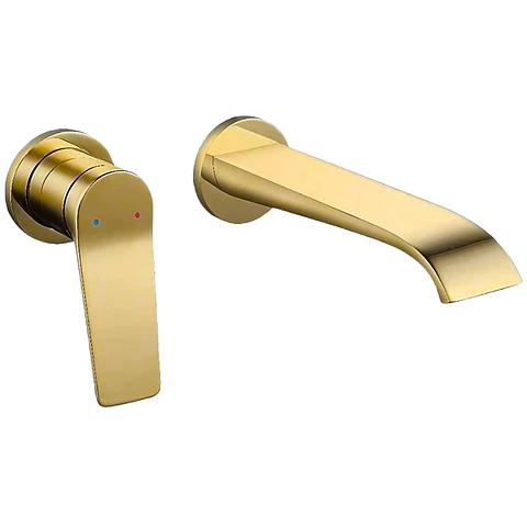 Mezcladora Monocomando de Pared para Lavabo en Dorado