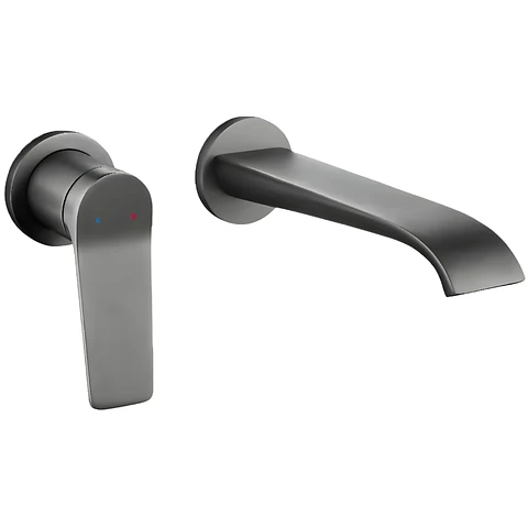 Mezcladora Monocomando de Pared para Lavabo en Gris