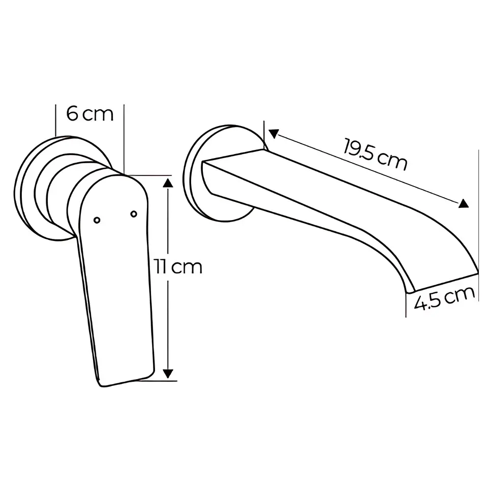 Mezcladora Monocomando de Pared para Lavabo en Gris 5