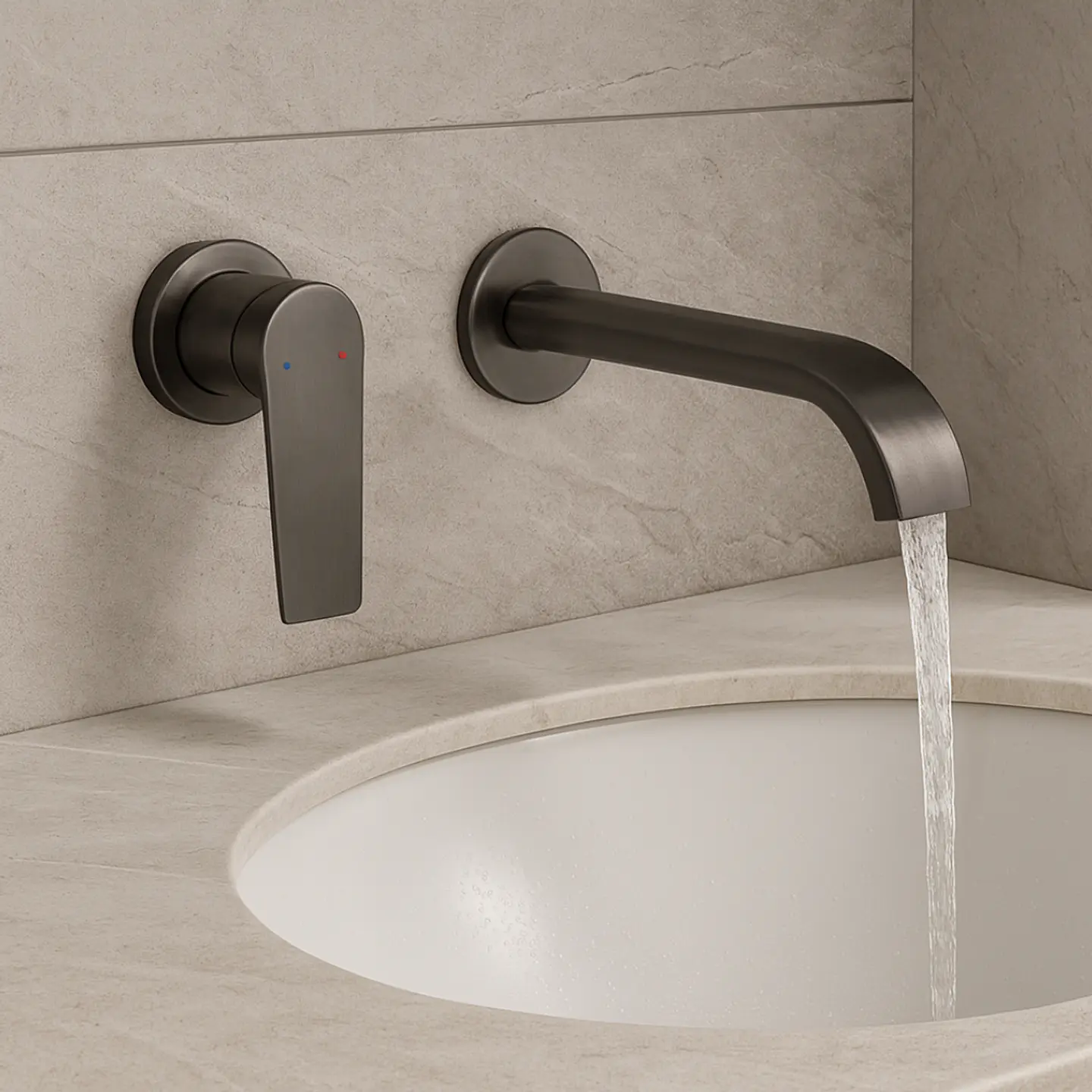 Mezcladora Monocomando de Pared para Lavabo en Gris 2