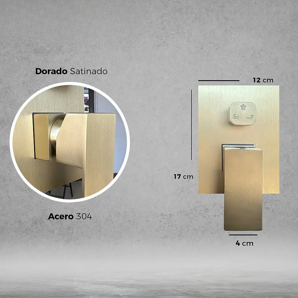  Mezcladora para Ducha en Acero Inoxidable con Cabezal y Ducha Teléfono Dorado 6