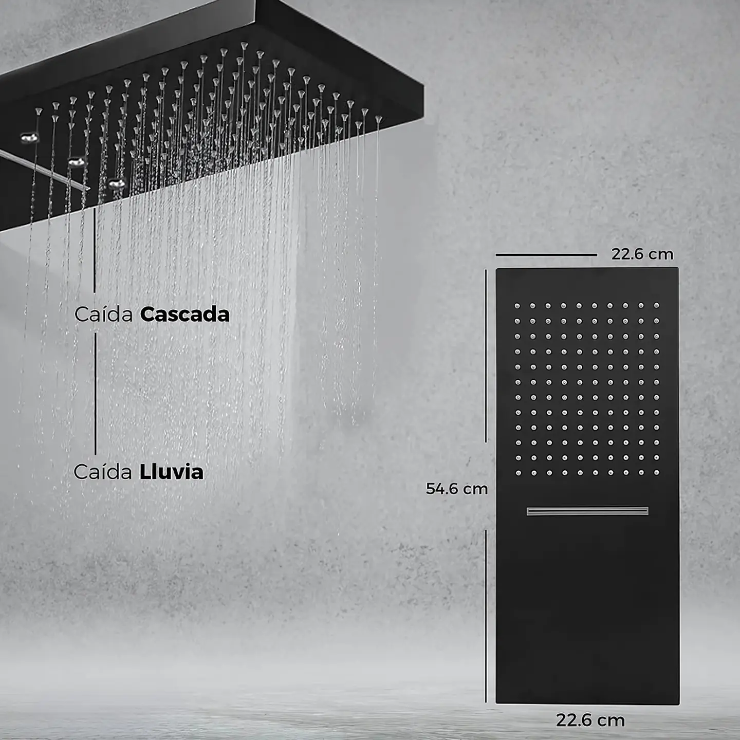  Mezcladora para Ducha en Acero Inoxidable con Cabezal y Ducha Teléfono Negro 7