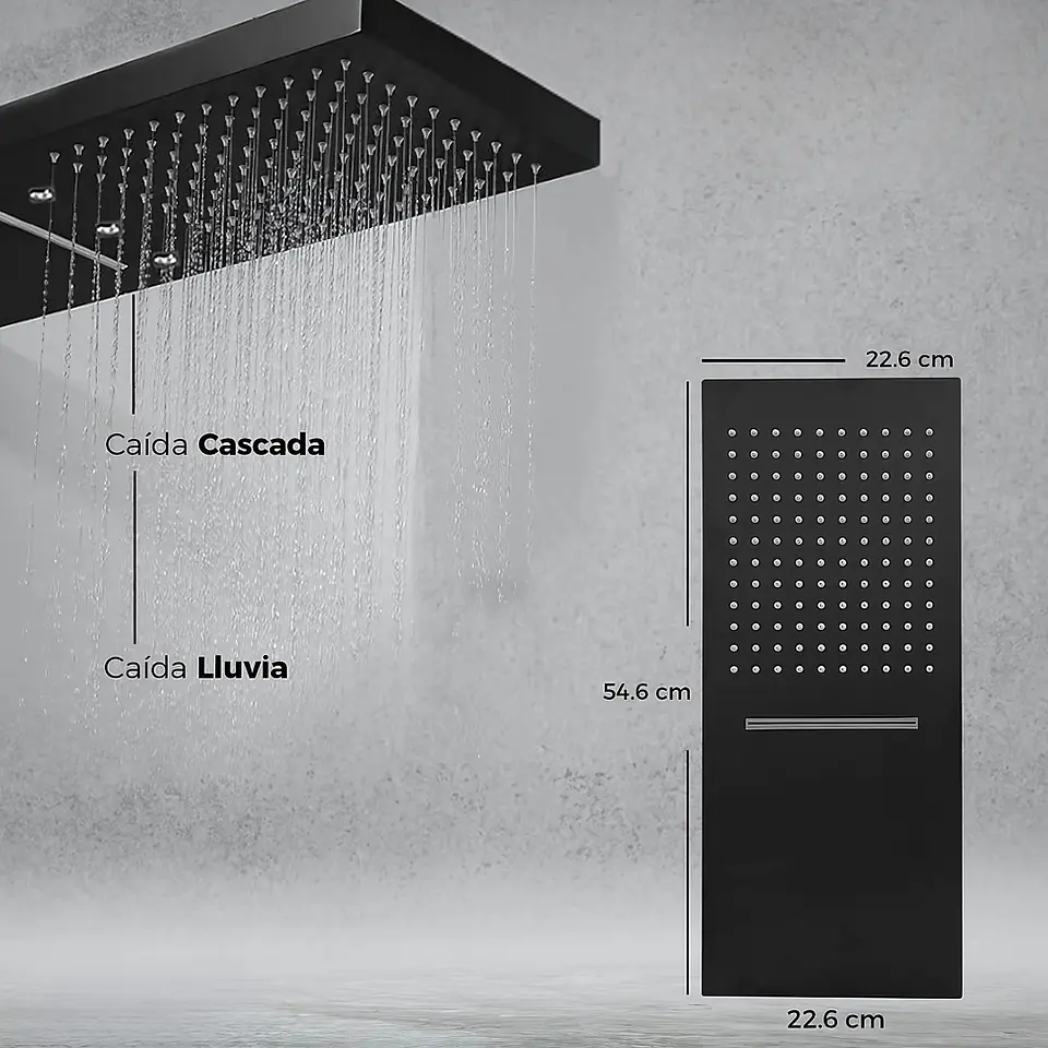  Mezcladora para Ducha en Acero Inoxidable con Cabezal y Ducha Teléfono Negro 7