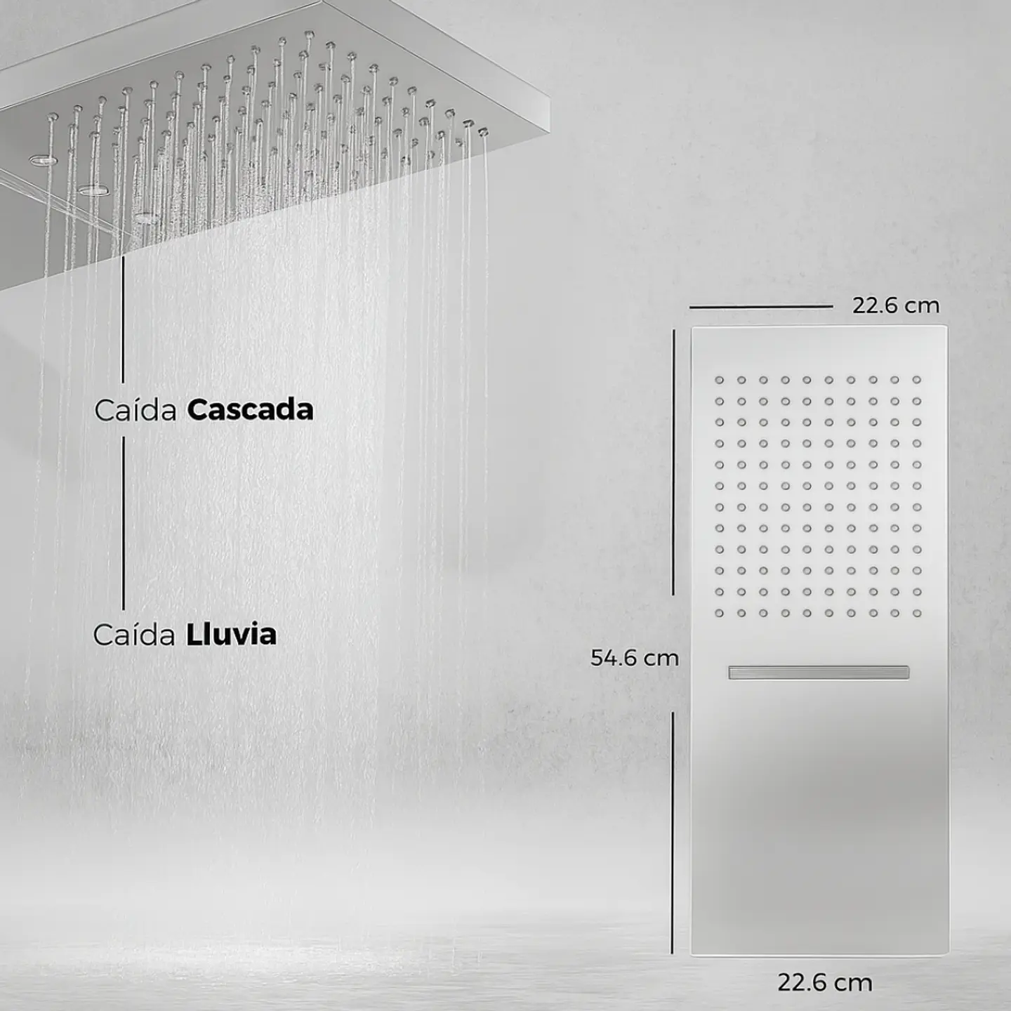  Mezcladora para Ducha en Acero Inoxidable con Cabezal y Ducha Teléfono Brillante 3