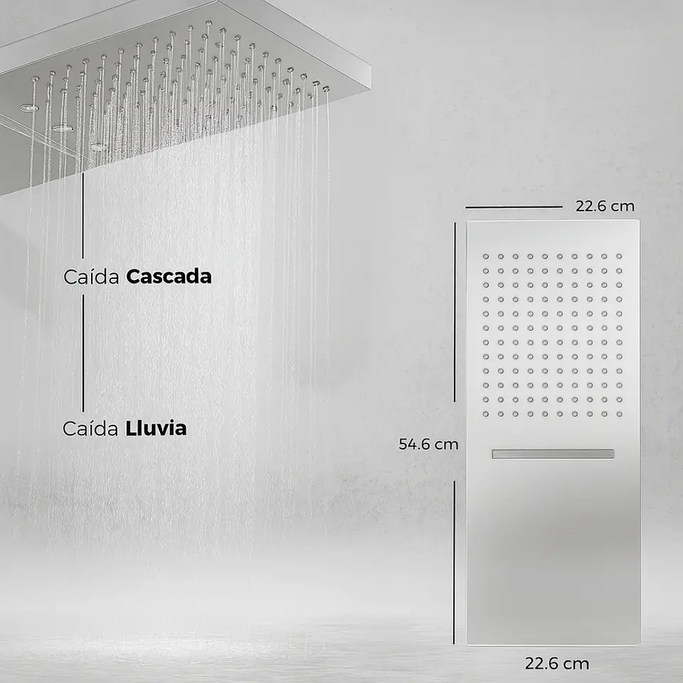  Mezcladora para Ducha en Acero Inoxidable con Cabezal y Ducha Teléfono Brillante 3