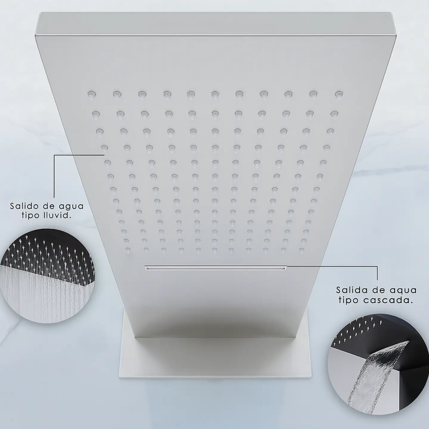  Mezcladora para Ducha en Acero Inoxidable con Cabezal y Ducha Teléfono Brillante 6