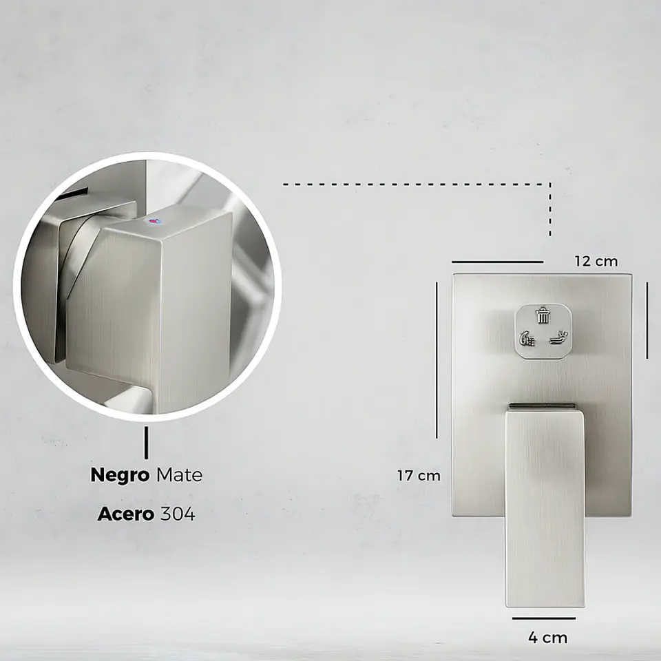  Mezcladora para Ducha en Acero Inoxidable con Cabezal y Ducha Teléfono Brillante 4